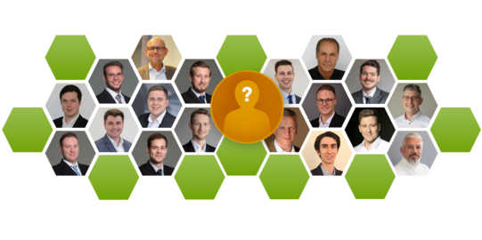 Profilbilder der Mitarbeiter*Innen des IPS angeordnet in Waben